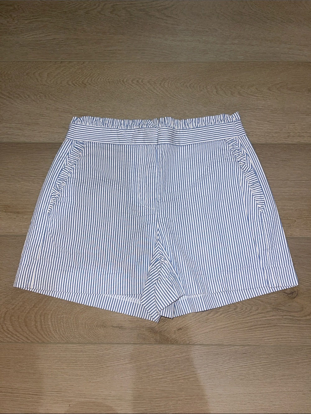 J. Crew Blue and White Striped Bermuda Shorts